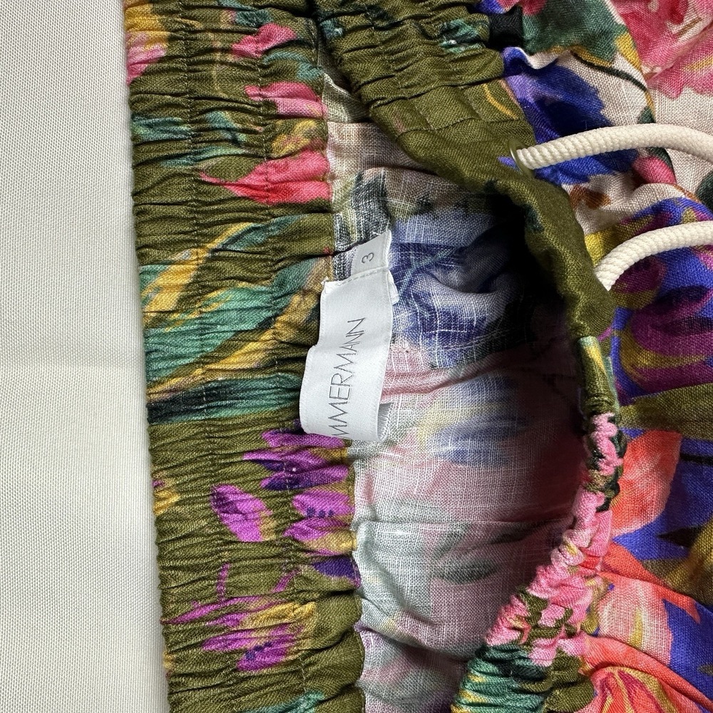 Zimmermann Tropicana Spliced Linen Shorts Size 3 US 8-10 Patchwork Floral Summer - Picture 5 of 12